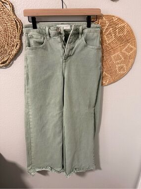 High-Rise Wide-Leg Jeans in Sage Green